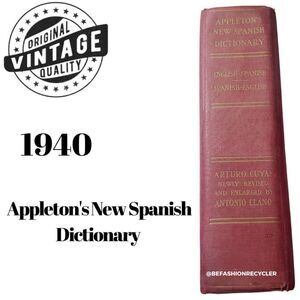 Vintage 1940s Appletons New English-Spanish Dictionary Hardcover GUC